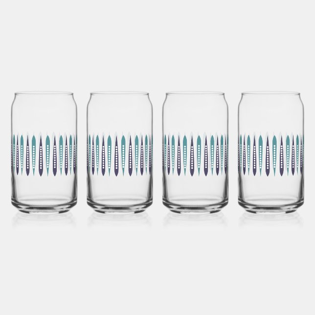 Minimal Blue Retro Inspired  Can Glass (Front)