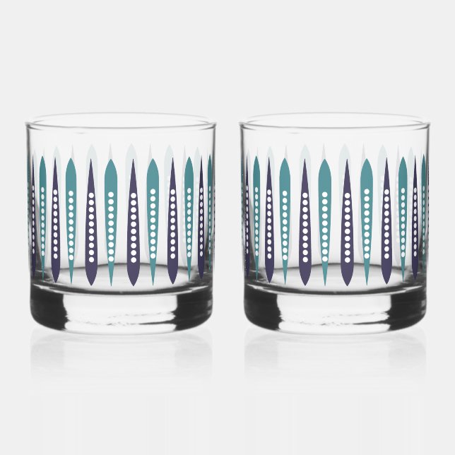 Minimal Blue Retro Inspired  Whiskey Glass (Front)