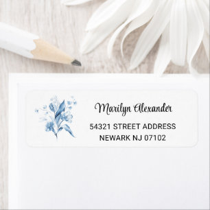 Minimal Blue Still Life Floral Return Address