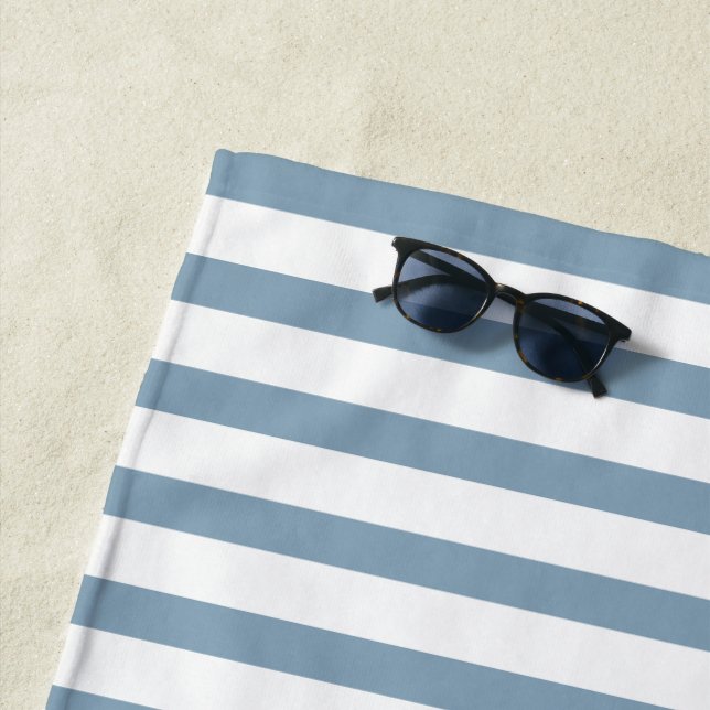 Minimal Blue Stripes Modern Pattern Design Beach Towel (In Situ)