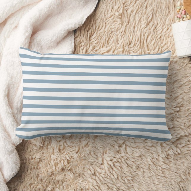Minimal Blue Stripes Modern Pattern Design Lumbar Pillow (Blanket)