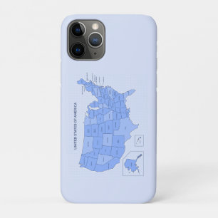 Minimal Blue United States Map Illustration iPhone 11 Pro Case