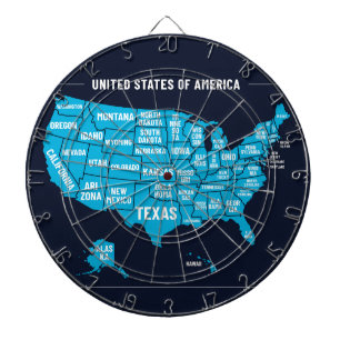 Minimal Blue United States Map Illustration Dartboard