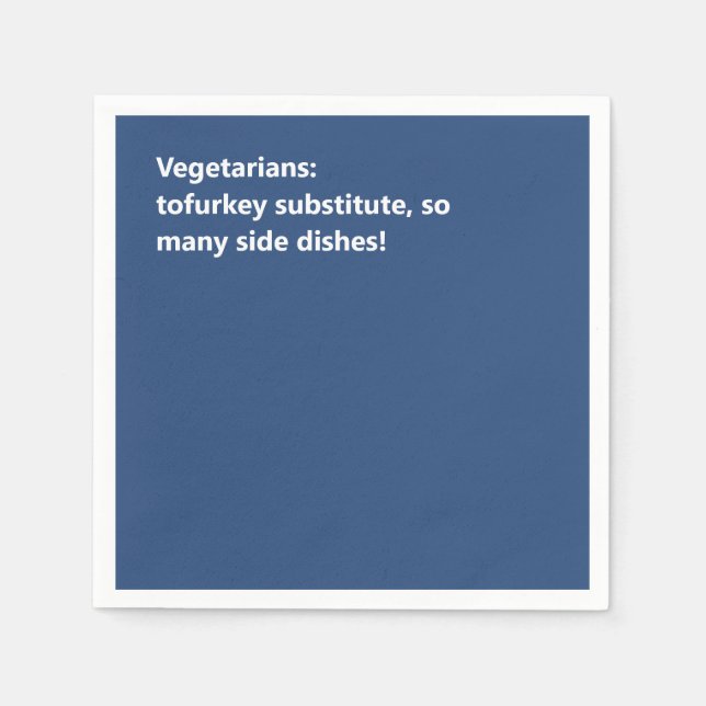 Minimal Blue Vegetarian Thanksgiving Haiku Napkin (Front)