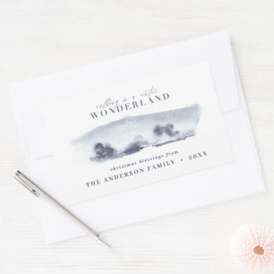 Minimal blue watercolor Christmas Holiday Sticker