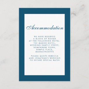 Minimal Blue Wedding Accommodation Enclosure Card