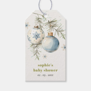 Minimal Blue Winter Chirstmas Boy Baby Shower Gift Tags