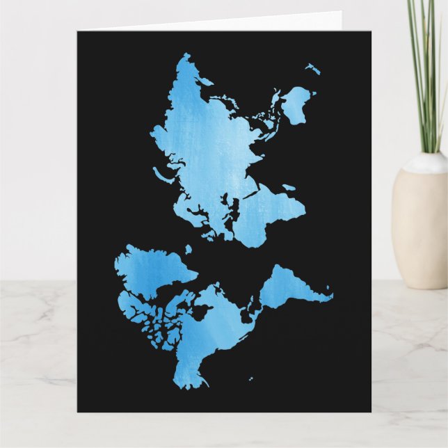 Minimal Blue World Map Watercolor Art Card (Front)