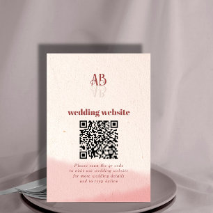 Minimal Blush & Bloom Bold Script QR Code Wedding Enclosure Card