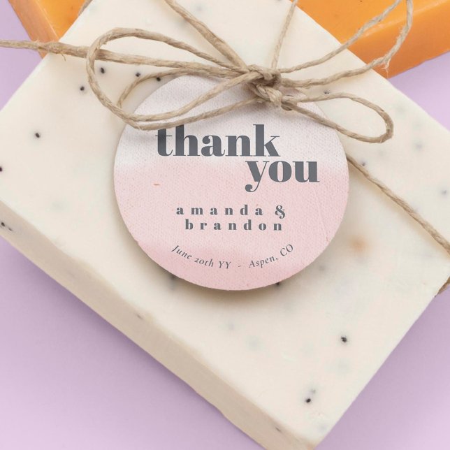 Minimal Blush Bloom Bold Script Wedding Thank You Favour Tags (Creator Uploaded)
