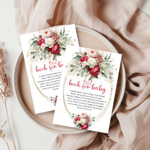 Minimal Blush Burgundy Gold Floral Book Request Ca Enclosure Card