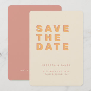 Minimal Blush Cream 70s Retro Vintage Wedding Save The Date