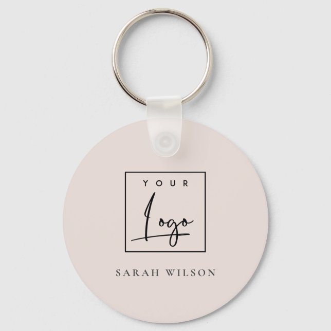 Minimal Blush Custom Promotional Business Logo Keychain (Front)