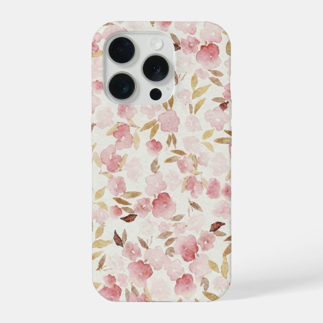 Minimal Blush Floral Phone Case | Soft Watercolor  (Back)