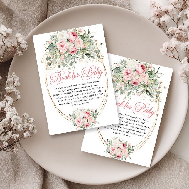 Minimal Blush Flowers Gold Book Request Card (Minimal Blush Flowers Gold Book Request Card)