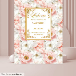 Minimal Blush Gold Watercolor Wedding Backdrop Tapestry