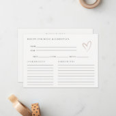 Minimal Blush Heart Bridal Shower Recipe Request Card (Front/Back In Situ)
