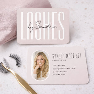 Minimal Blush Lash Business Card with Photo   Mode