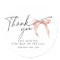 Minimal Blush Pink Bow Coquette Thank You Sticker