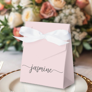 Minimal Blush Pink Girly Monogram Name Script  Favor Box