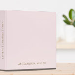 Minimal Blush Pink Gold Binder<br><div class="desc">Simple binder features a modern design with modern font on blush pink background. Custom name presented on the front,  with name company or subject on the spine in stylish simple font.</div>