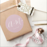 Minimal blush pink Monogram Script Wedding  Classic Round Sticker<br><div class="desc">Elevate your wedding details with the Minimalist Monogram Script Custom Wedding Date Sticker. This elegant and personalized sticker adds a touch of sophistication to your wedding stationery, allowing you to showcase your monogram and wedding date in a simple yet impactful way. White typography script on blush pink. The sticker features...</div>