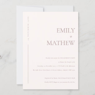 MINIMAL BLUSH PINK PEACH TYPOGRAPHY ENGAGEMENT INVITATION