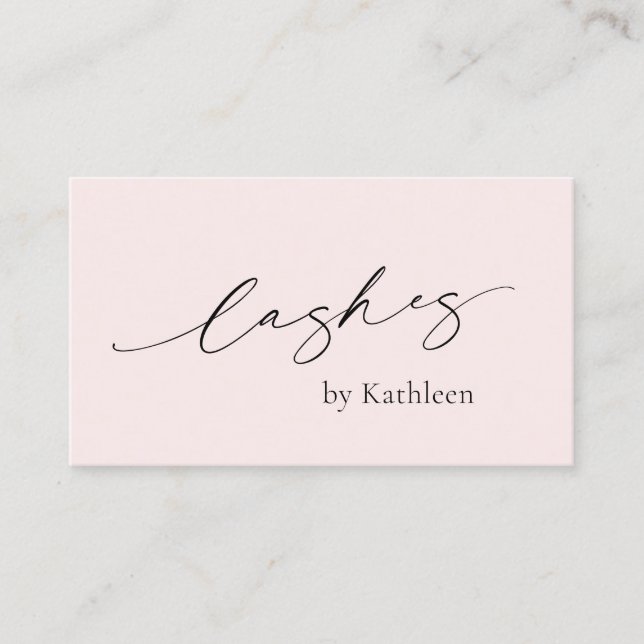Minimal Blush Pink QR Code Elegant Lashes Modern Business Card (Front)