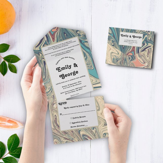 Minimal Bohemian Grey Abstract Artistic Wedding All In One Invitation (Creator Uploaded)