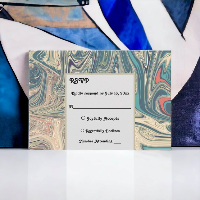 Minimal Bohemian Grey Abstract Artistic Wedding RSVP Card (Creator Uploaded)