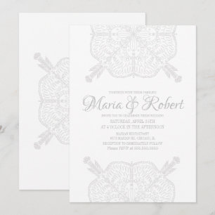 Minimal Bohemian Mandala Art Boho Wedding Invitation