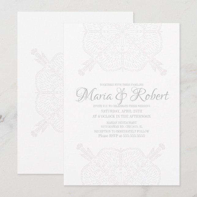 Minimal Bohemian Mandala Art Boho Wedding Invitation (Front/Back)