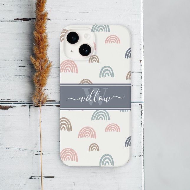 Minimal Boho Aesthetic Rainbow Monogram Case-Mate iPhone Case (Creator Uploaded)