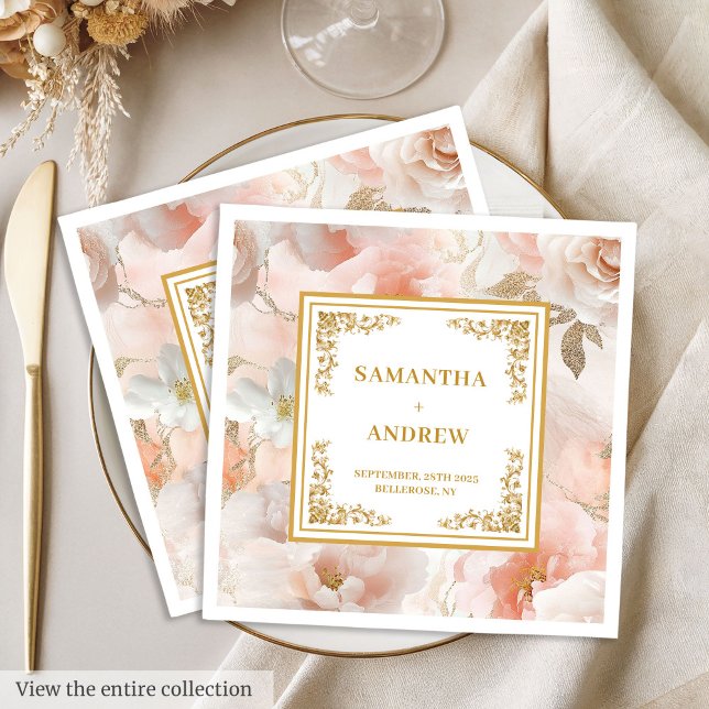 Minimal boho blush ivory watercolor paper napkins (Minimal boho blush ivory watercolor paper napkins)