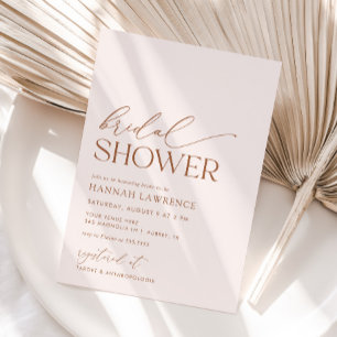 Minimal Boho Blush Pink Bridal Shower Invitation