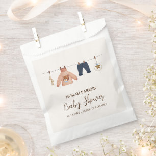 Minimal Boho Boy Winter Clothesline Baby Shower  Favour Bag