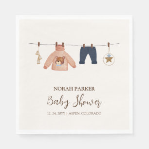 Minimal Boho Boy Winter Clothesline Baby Shower  Napkin