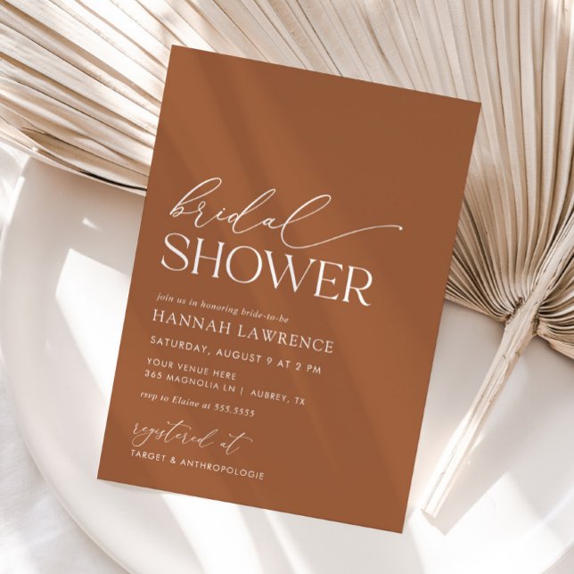 Minimal Boho Burnt Orange Bridal Shower Invitation (Creator Uploaded)