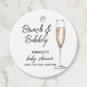Minimal Boho Champagne Brunch Bubbly Baby Shower  Favour Tags