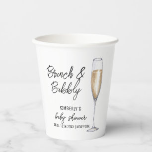 Minimal Boho Champagne Brunch Bubbly Baby Shower Paper Cups