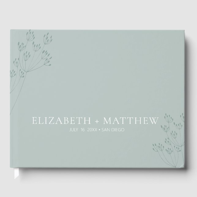 Minimal Boho Chic Green Wedding Guest Book (Front)