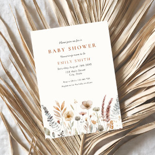 Minimal Boho Floral Baby Shower Invitation