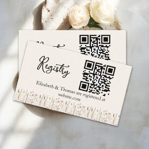 "Minimal Boho Floral Bridal Registry Enclosure Card