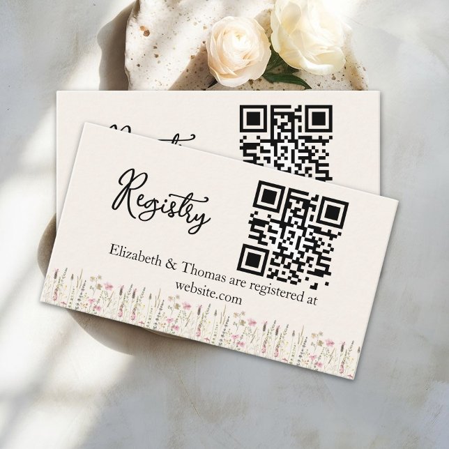 "Minimal Boho Floral Bridal Registry  Enclosure Card (Creator Uploaded)