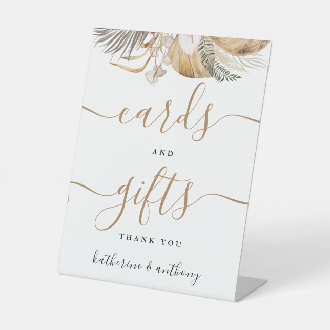 Minimal Boho Floral Wedding Cards and Gifts sign (Front)