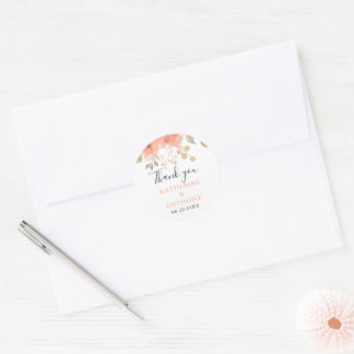 Minimal Boho Floral Wedding Classic Round Sticker
