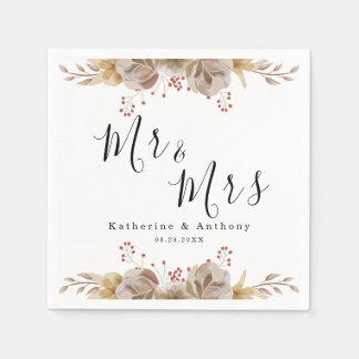 Minimal Boho Floral Wedding Napkin