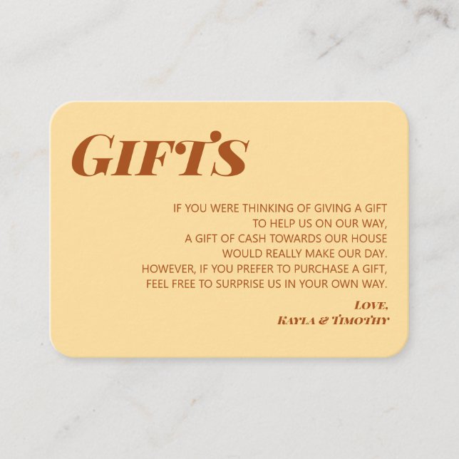 Minimal Boho Gifts Details Enclosure Card Wedding (Front)