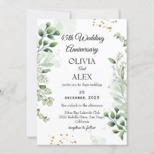 Minimal Boho Greenery Wedding Anniversary  Invitation