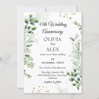 Minimal Boho Greenery Wedding Anniversary  Invitation